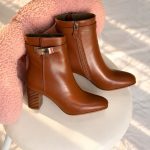 Hermes saint germain ankle boot in tan calfskin leather