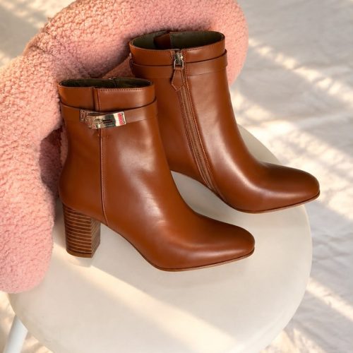 Hermes saint germain ankle boot in tan calfskin leather