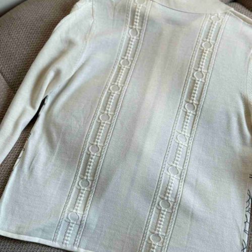 Hermes twillaines zipped cardigan off white