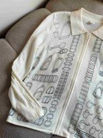 Hermes twillaines zipped cardigan off white