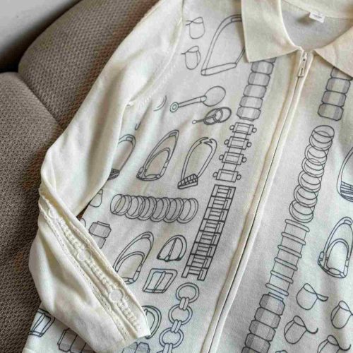 Hermes twillaines zipped cardigan off white