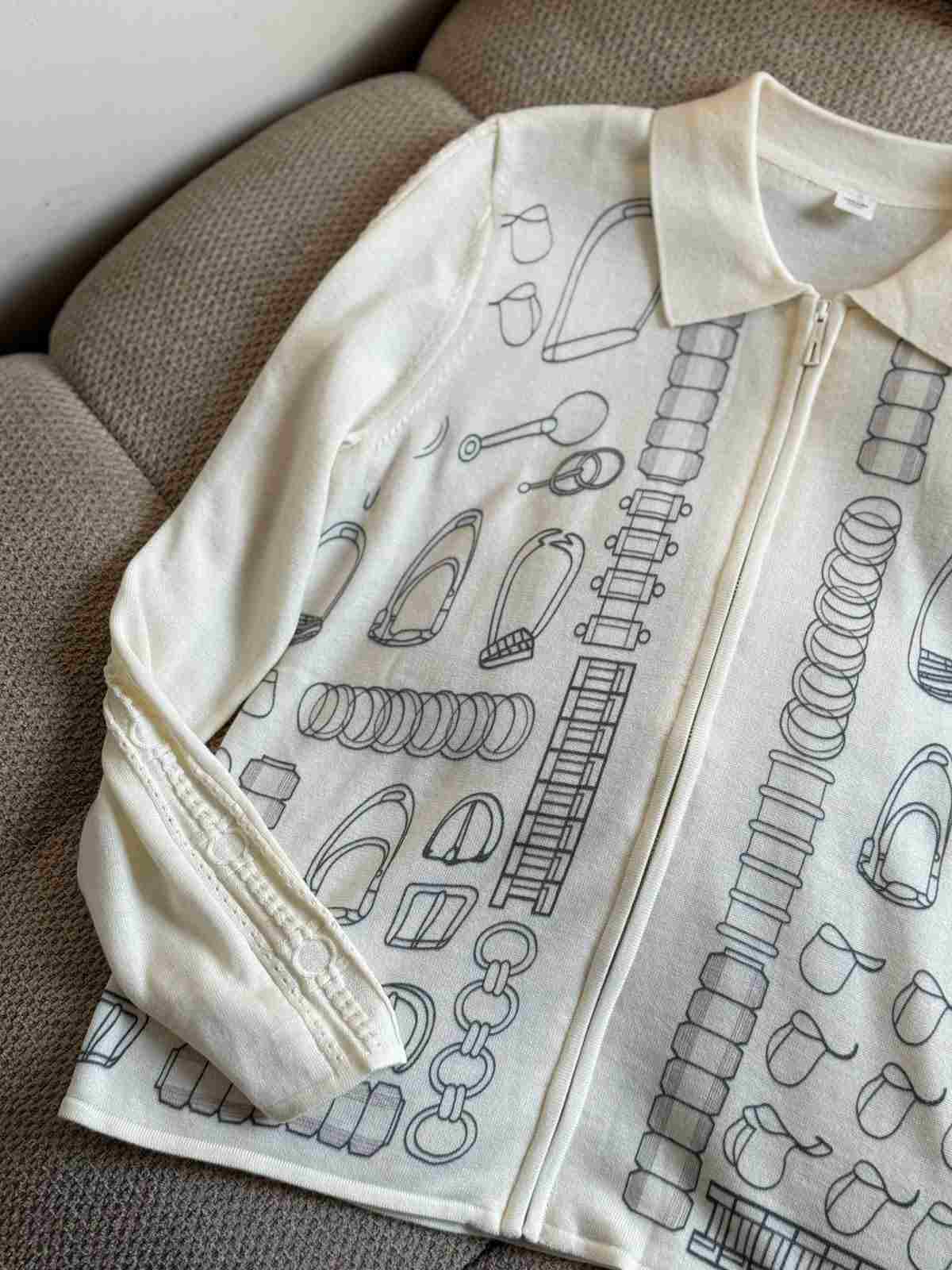 Hermes twillaines zipped cardigan off white Hermes twillaines zipped cardigan off white