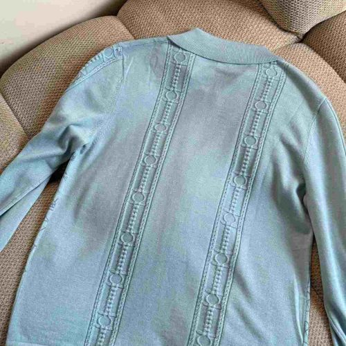 Hermes twillaines zipped cardigan pale blue