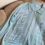 Hermes twillaines zipped cardigan pale blue
