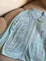 Hermes twillaines zipped cardigan pale blue