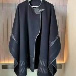 Hermes women's cashmere wool cape coat black