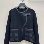 Hermes women's short cashmere blouson winter coat black