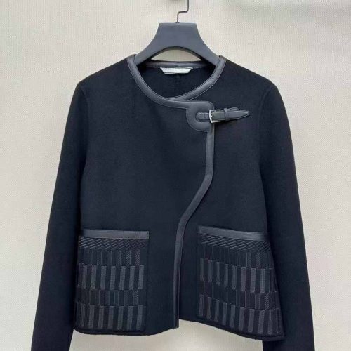 Hermes women's short cashmere blouson winter coat black