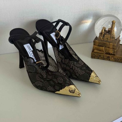 Jimmy choo faiz 100 heels in black and gold