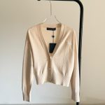 LV jewel button signature cardigan cream white