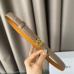 Loewe Silm Anagram Textured Beige Leather Belt