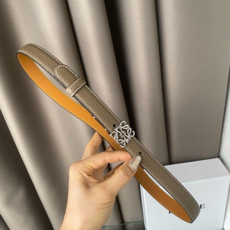 Loewe Silm Anagram Textured Beige Leather Belt