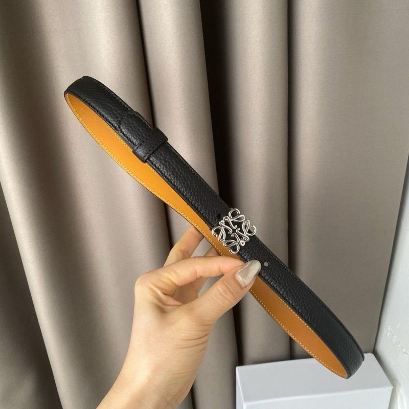 Loewe Silm Anagram Textured Black Leather Belt (2)