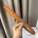 Loewe Silm Anagram Textured Brown Leather Belt