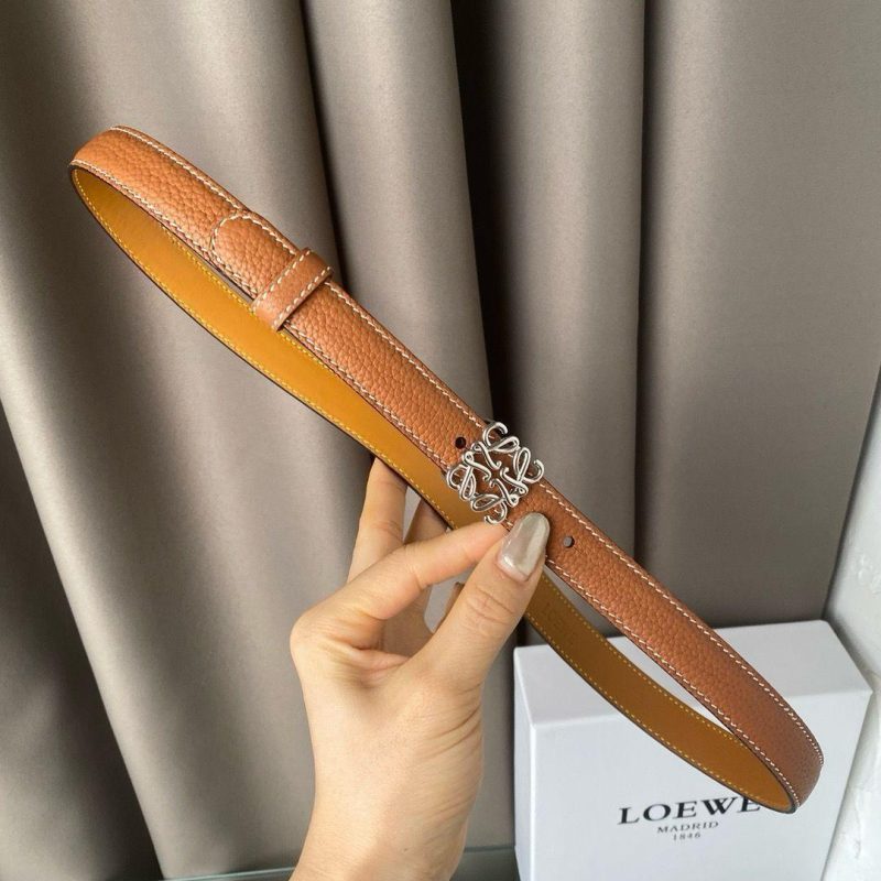 Loewe Silm Anagram Textured Brown Leather Belt