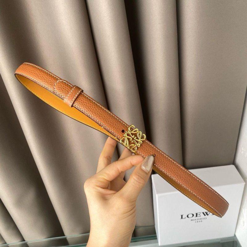Loewe Silm Anagram Textured Brown Leather Belt
