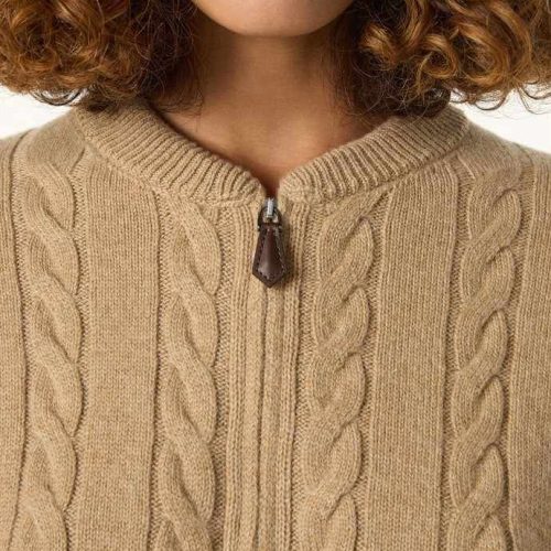 Loro piana cedar bomber cardigan beige