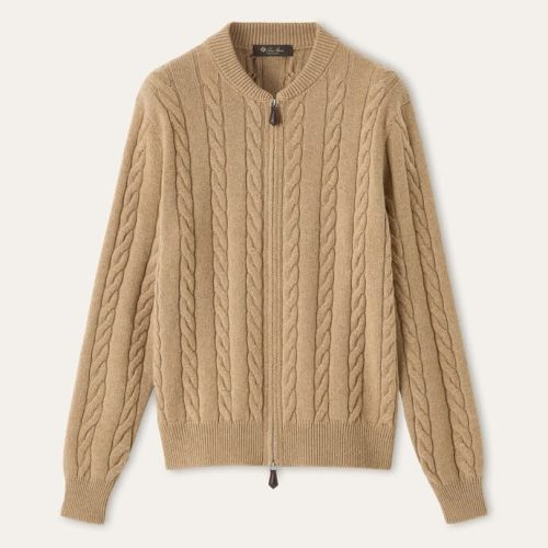 Loro piana cedar bomber cardigan beige