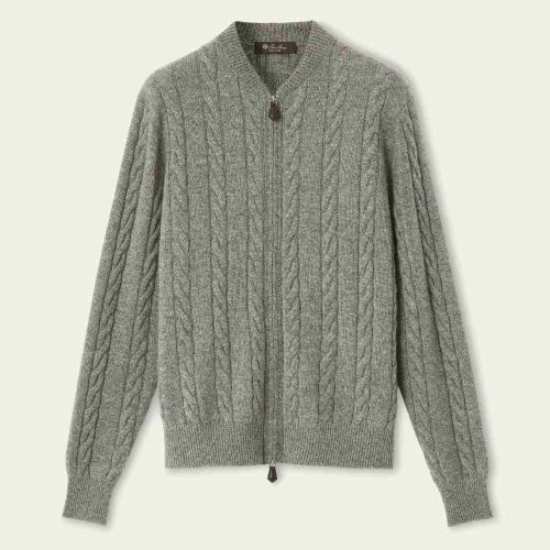 Loro piana cedar bomber cardigan gray