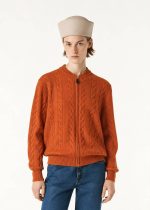 Loro Piana cedar bomber cardigan orange