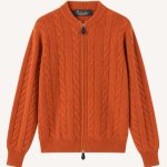 Loro Piana cedar bomber cardigan orange