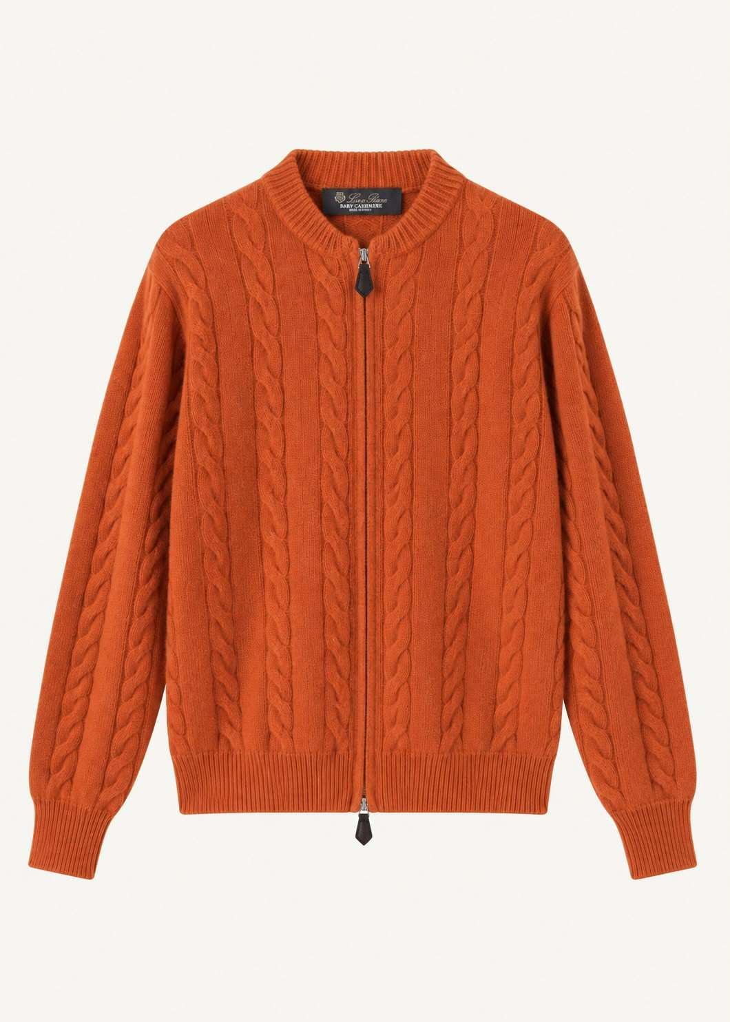 Loro Piana cedar bomber cardigan orange. Loro Piana cedar bomber cardigan orange