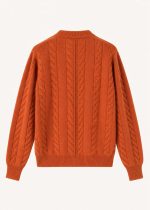 Loro Piana cedar bomber cardigan orange