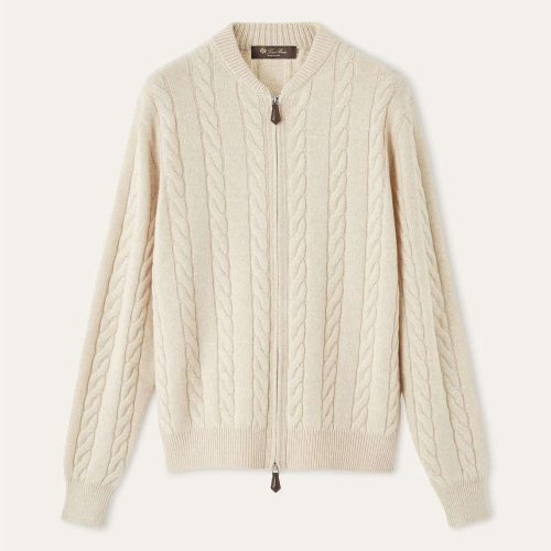 Loro piana cedar bomber cardigan white