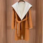 Loro piana double sided long wrap coat brown