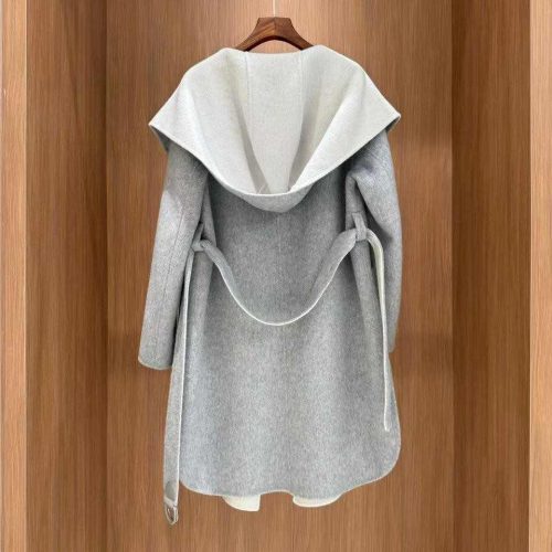 Loro piana double sided long wrap coat grey