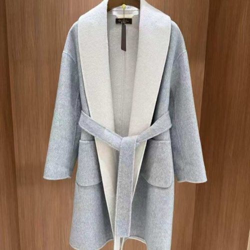Loro piana double sided long wrap coat grey