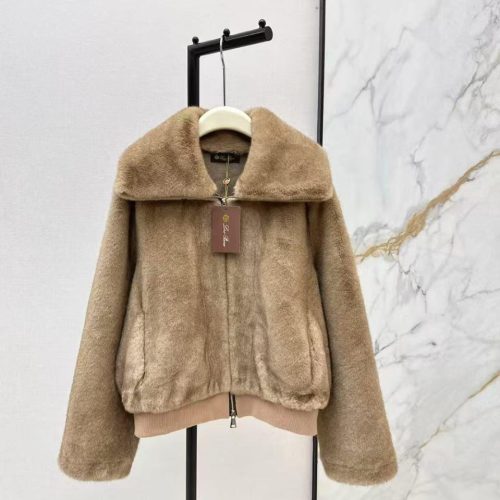 Loro piana faux fur bomber jacket camel