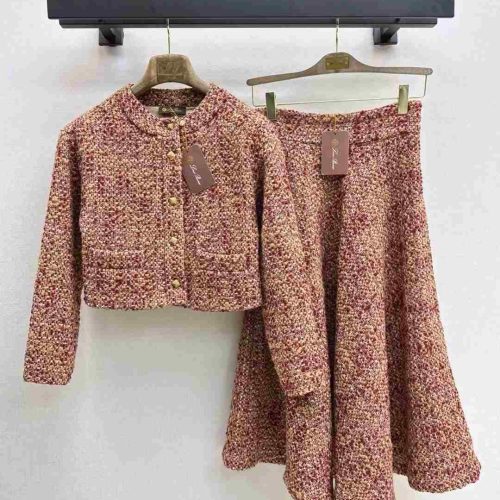 Loro piana wool tweed two piece skirt set