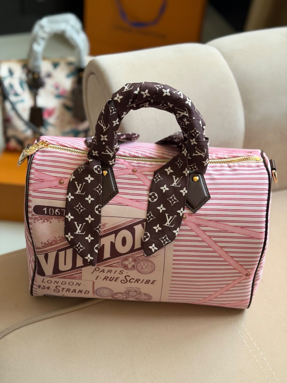 Louis Vuitton Speedy 26 Soft 30 Beige Pink Boho monogram Handbag Louis Vuitton Speedy 26 Soft 30 Beige Pink Boho monogram Handbag