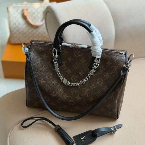 Louis Vuitton Speedy Soft 30 Dark Monogram Canvas With Black Leather trim Handbag