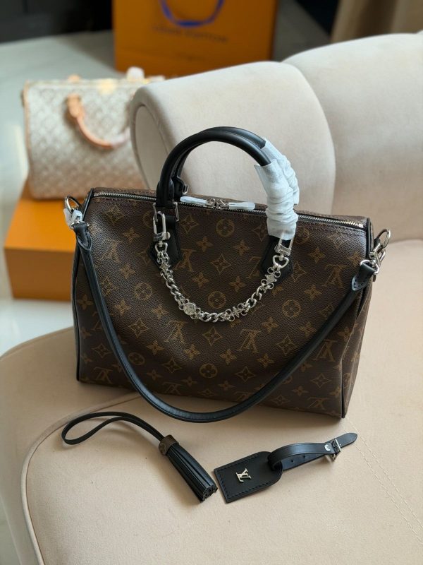 Louis Vuitton Speedy Soft 30 Dark Monogram Canvas With Black Leather trim Handbag