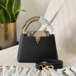 Louis Vuitton python handle capucines mini bag black