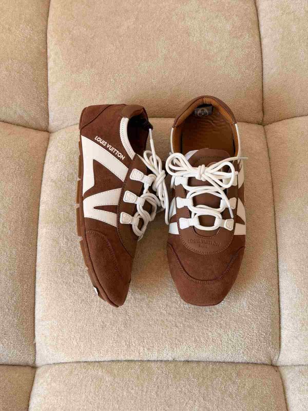 Louis vuitton lv sneakerina in brown and white