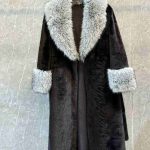 Max mara faux fur shawl collar long coat black