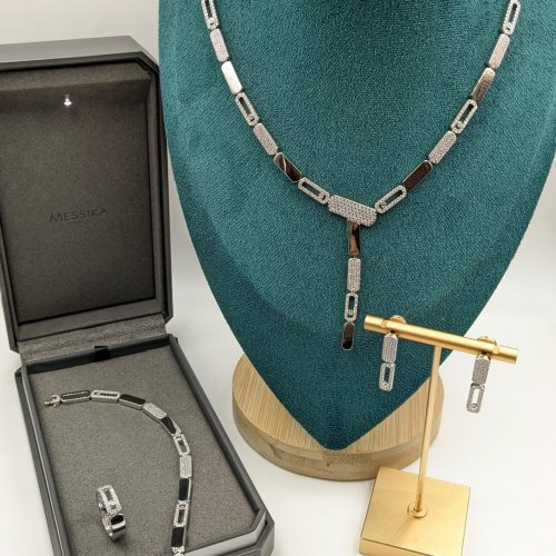 Messika Imperial Move Large Diamond Tie Necklace in White Gold