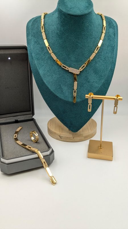 Messika Imperial Move Large Diamond Tie Necklace in Yellow Gold