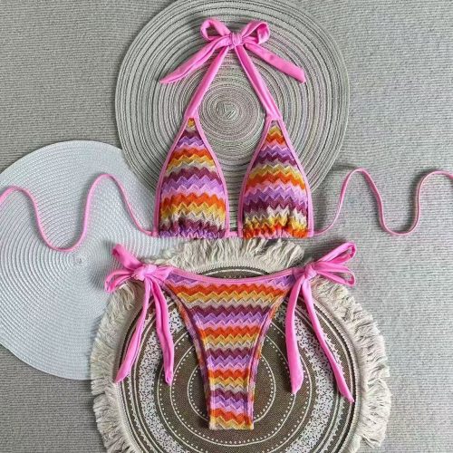 Missoni Multicolour Zigzag Crochet Knit Lamé Bikini