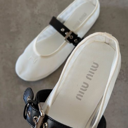 Miu Miu white mesh ballet flats