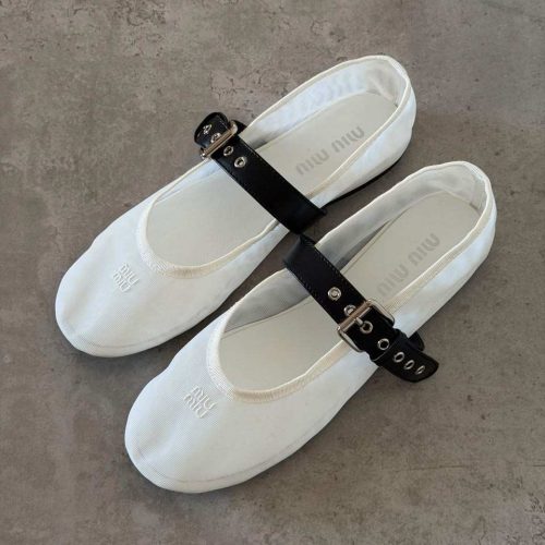 Miu Miu white mesh ballet flats