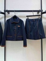 Miu Miu Women's Navy Blue Jacket & Shorts Set - Image 2