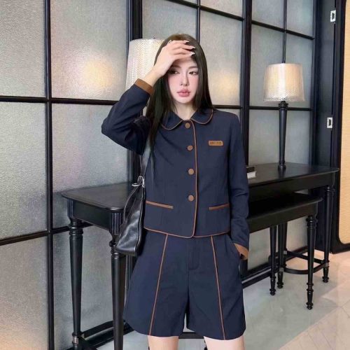 Miu Miu women's navy blue jacket & shorts set