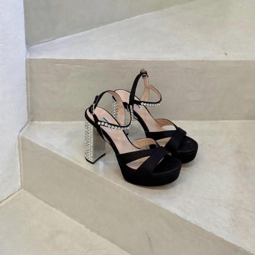 Miu miu crystal-embellished 110 platform heels in black