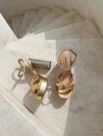 Miu miu crystal-embellished 110 platform heels in gold