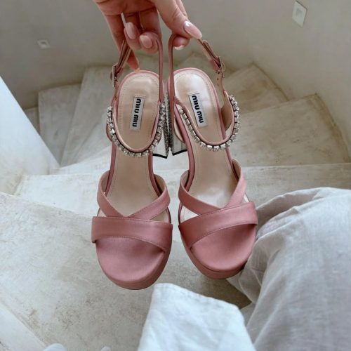 Miu miu crystal-embellished 110 platform heels in pink