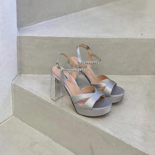 Miu miu crystal-embellished 110 platform heels in silver